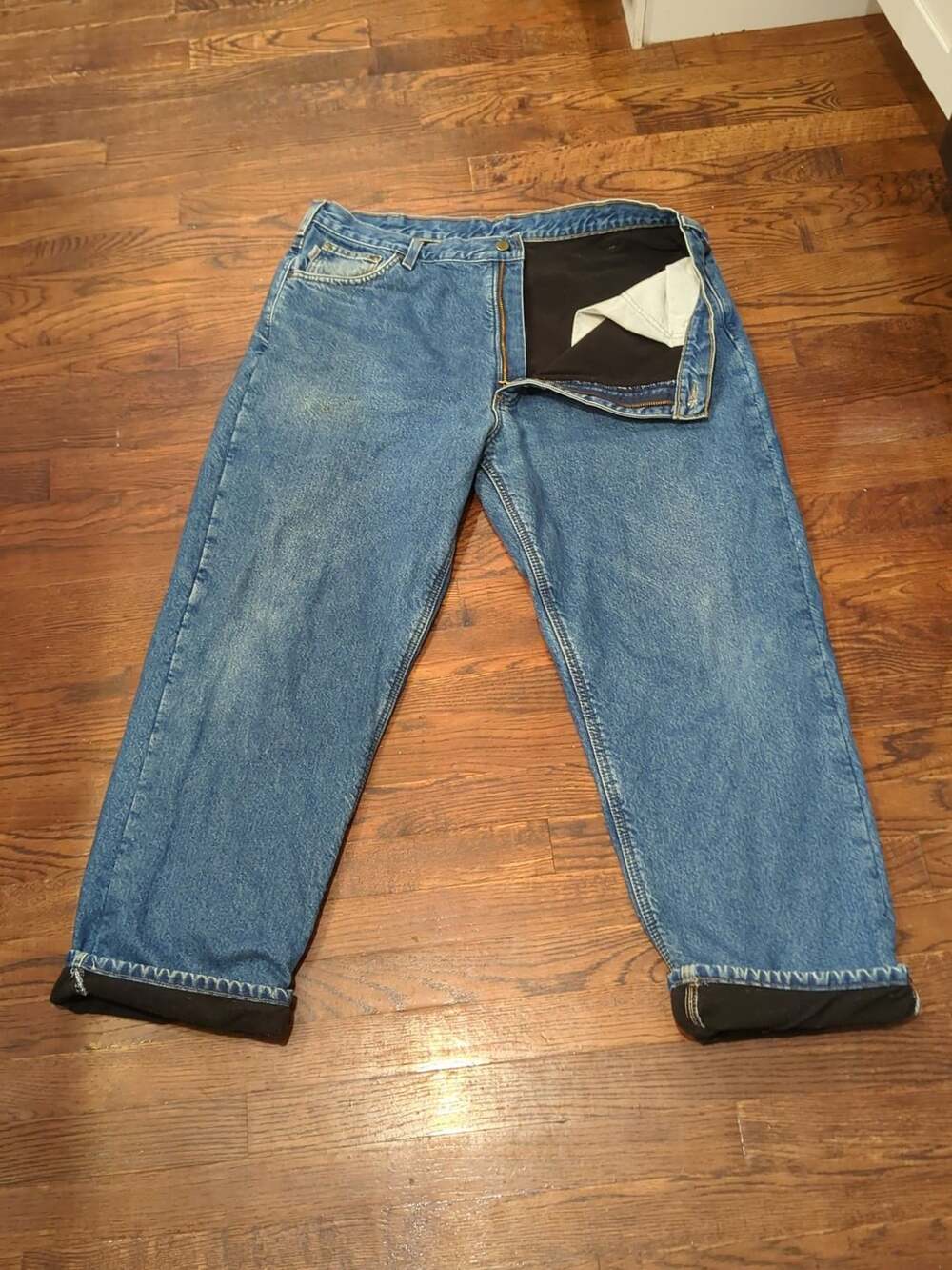 Carhartt B155 DST Relaxed Fit Fleece Lined Jeans Size 40x30 (38x30) Blue